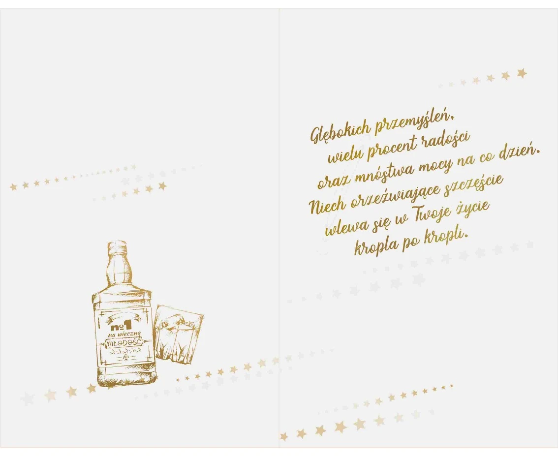 Kartka życzenia ogólne, Butelka whiskey, 13x20,5 cm
